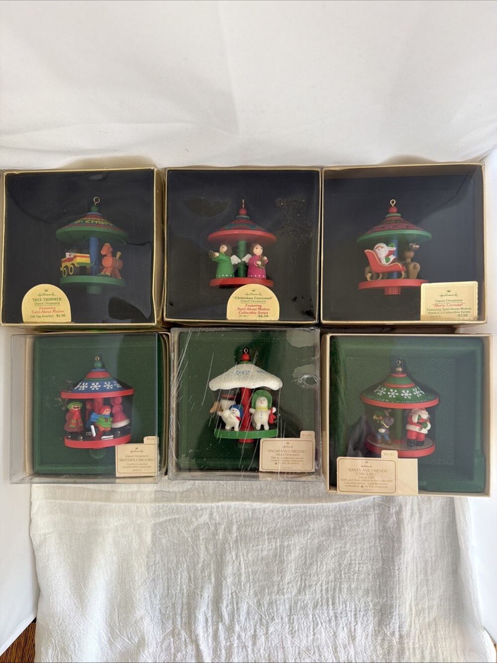 1978-1983 Hallmark Keepsake Ornament Carousel Series Six Wooden Ornaments MIB